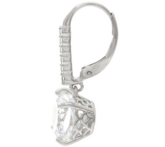 Diamonique 100-Facet Leverback Platinum Clad Earrings