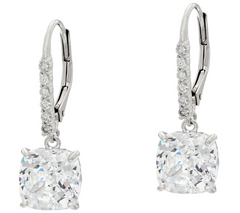 Diamonique 100-Facet Leverback Platinum Clad Earrings
