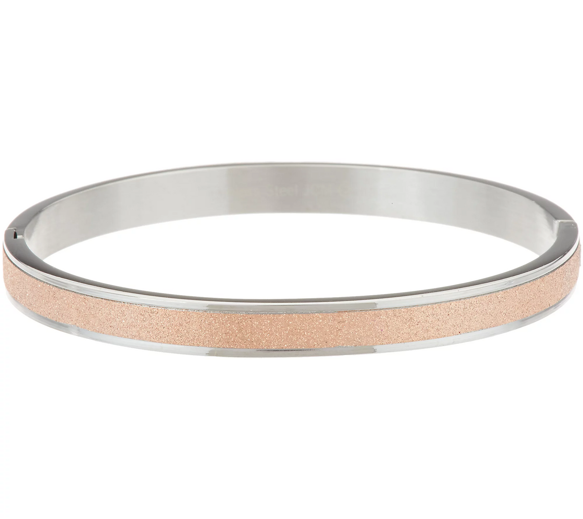 Stainless Steel Glitter Texture Rosetone Bangle Bracelet, Small