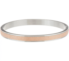 Stainless Steel Glitter Texture Rosetone Bangle Bracelet, Small
