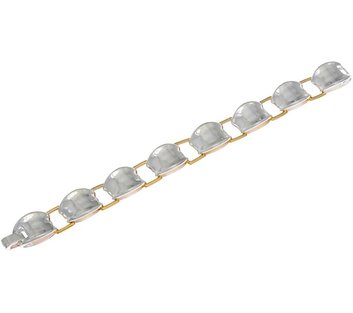 RLM Bronze Two Tone White and Yellow Sculpted Link Bracelet, Large