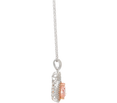 Diamonique and Simulated Morganite Pendant w/ Chain, Sterling Silver