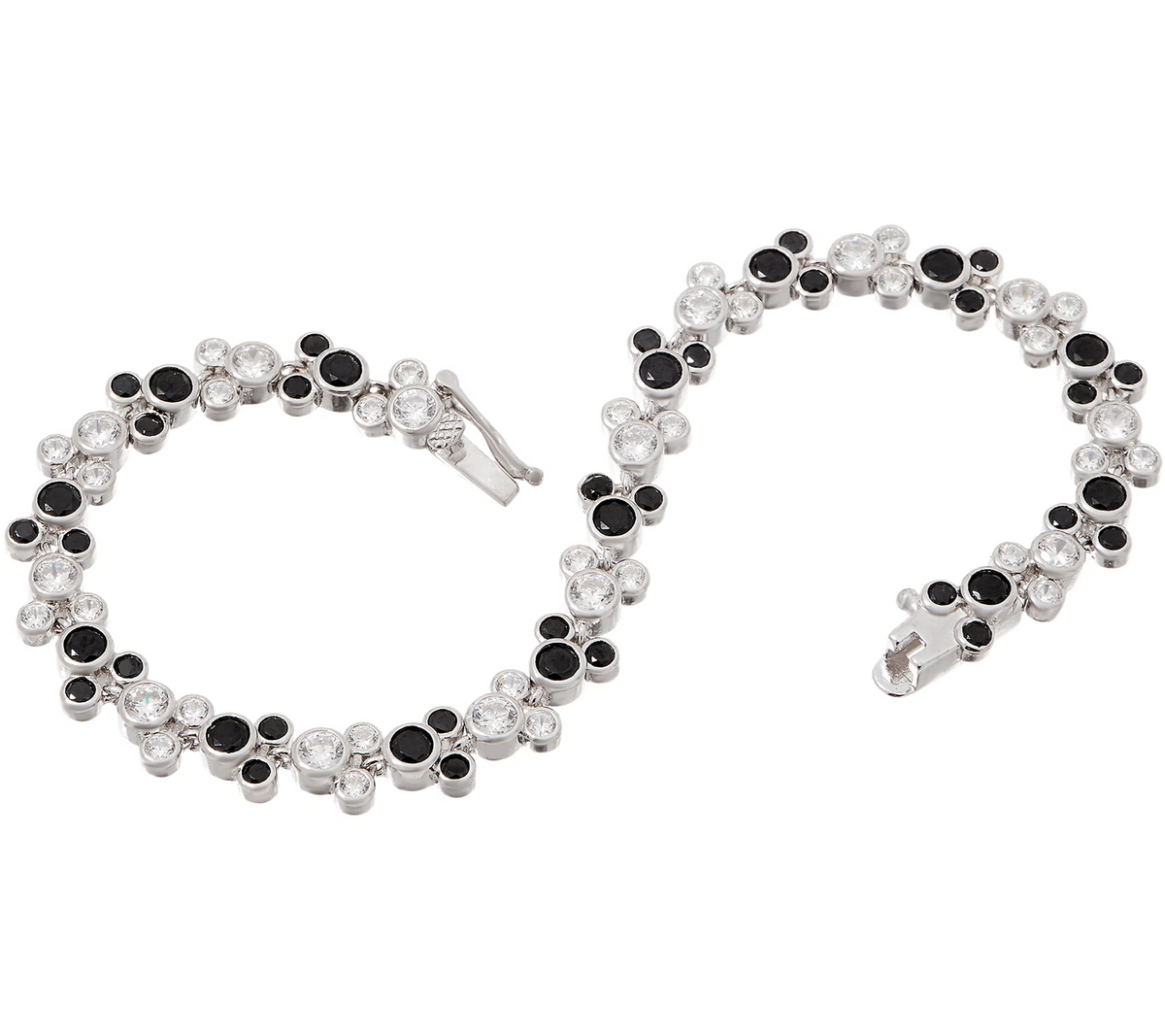 Mickey's 90th Birthday DMQ Black & White Tennis Bracelet, 6-3/4"
