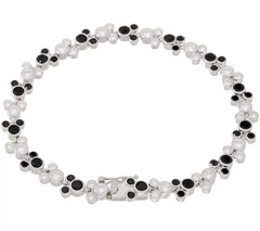 Mickey's 90th Birthday DMQ Black & White Tennis Bracelet, 6-3/4"