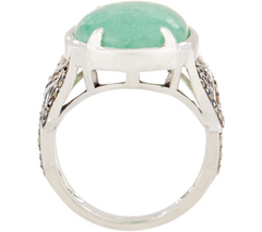 Solvar Sterling Silver Green Aventurine with Marcasite Ring,  Size 5
