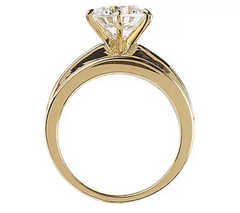 DMQ SS 14K Gold Clad Round & Baguette Ring, Size 7