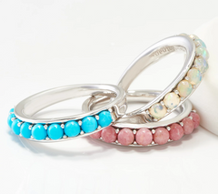 Affinity Gems Sterling Silver Cabochon Rhodonite Gemstone Band Ring, Size 5