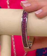 QVC Round Rhodolite Gem Hinged Cuff Sterling Silver Bracelet, Avg 7-1/4"