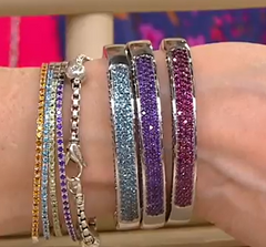 QVC Round Rhodolite Gem Hinged Cuff Sterling Silver Bracelet, Avg 7-1/4"