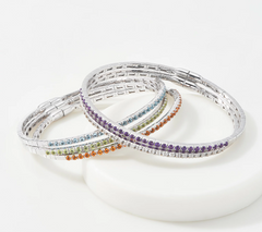 Affinity Gems Sterling Silver Bangle Bracelet Sterling Silver, Amethyst, Large