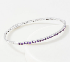 Affinity Gems Sterling Silver Bangle Bracelet Sterling Silver, Amethyst, Large