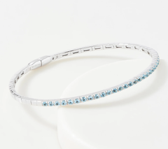 Affinity Gems Blue Topaz Bangle Bracelet, 1.00 cttw, Sterling Silver, 8"