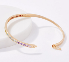 Gold One 1K Gold Gemstone Bangle with Hinge, 6-3/4"
