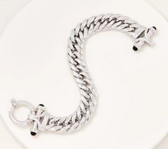 Sterling Silver Cuban Link 6-3/4" Bracelet by Silver Style
