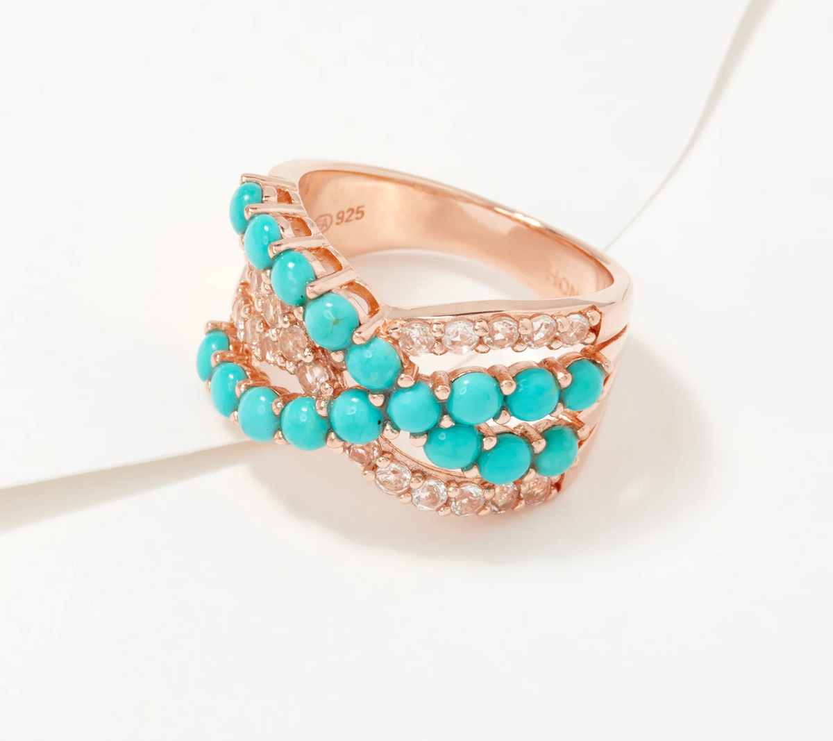 Affinity Gems Sleeping Beauty Turquoise & Topaz Ring, Rose Size 6