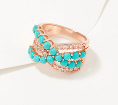 Affinity Gems Sleeping Beauty Turquoise & Topaz Ring, Rose Size 6
