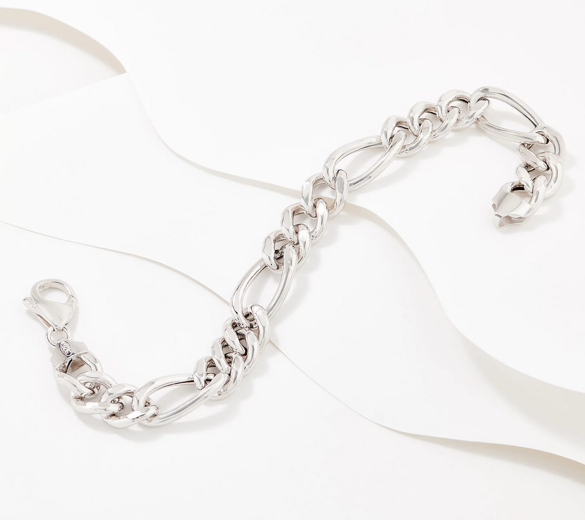 Italian Silver Bold Figaro Link Bracelet, Size 7-1/4"