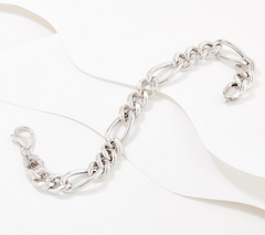 Italian Silver Bold Figaro Link Bracelet, Size 7-1/4"