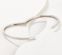 Diamonique Hinge Cuff Bracelet, Sterling Silver, 6-3/4"
