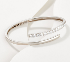 Diamonique Hinge Cuff Bracelet, Sterling Silver, 6-3/4"