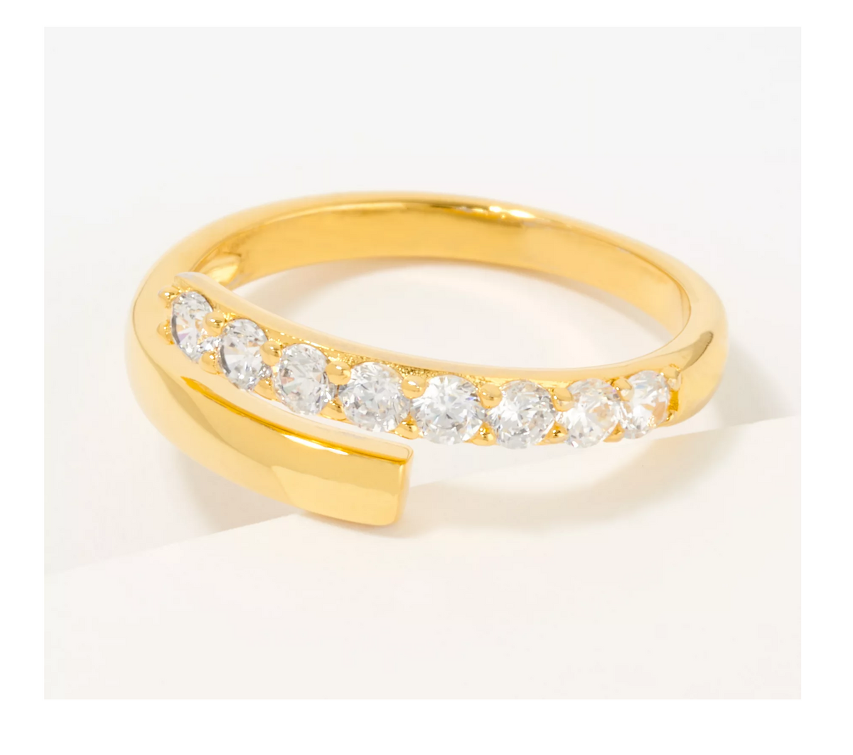 Diamonique Sterling Silver Goldclad Pave Wrap-Around Band Ring, Size 6