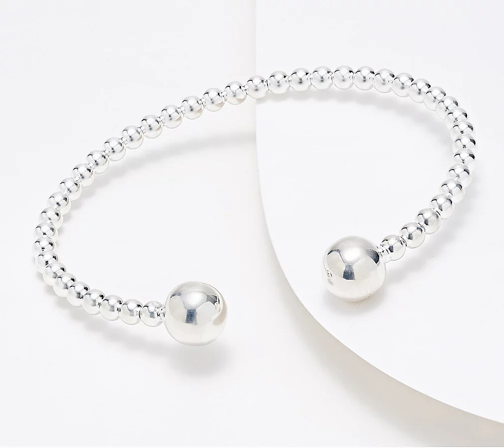UltraFine 950 silver Beaded Cuff Bracelet, 6.5g,  6-3/4"