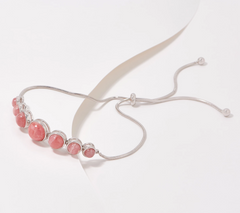 Generation Gems Round Rhodochrosite Cabochon SS Adjustable Bracelet