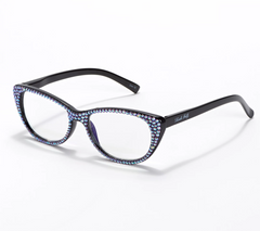 Kirks Folly Glamour Blue-Blocking Black Reading Glasses Strength 3.5