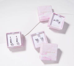 Diamonique Choice of Heart Cut 3-Piece Gift Set, Sterling Silver, Ring Size 8