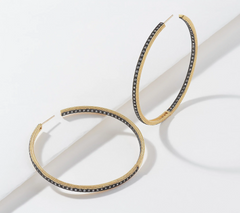 FREIDA ROTHMAN Gold Tone Sterling Silver Classic 60mm Hoop Earrings