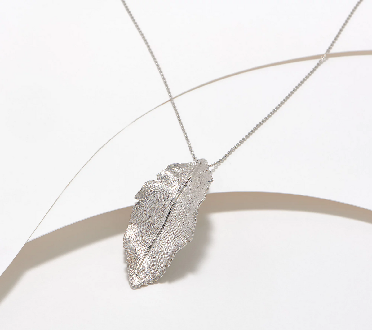 Italian Silver Textured Leaf 18" Sterling Silver Necklace
