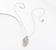 Italian Silver Textured Leaf 18" Sterling Silver Necklace