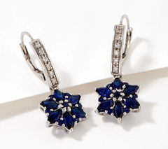 Diamonique x Lisa Mason Sterling Silver Sapphire Floral Lever Backs