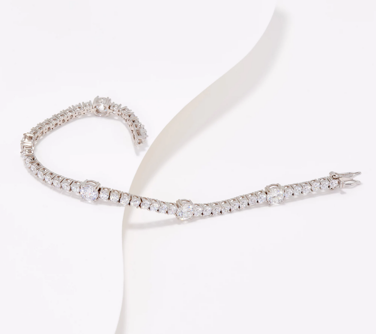 Round Diamonique 100-Facet Round Tennis 8" Bracelet Sterling Silver