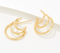 Gold One 1K Yellow Gold Triple Hoop Polished Finish Earring. (QVC $50 )