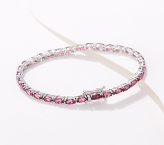 Generation Gems Oval-Cut Pink Rhodolite Tennis Bracelet Sterling silver, 7-1/4"