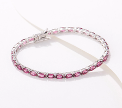Generation Gems Oval-Cut Pink Rhodolite Tennis Bracelet Sterling silver, 7-1/4"