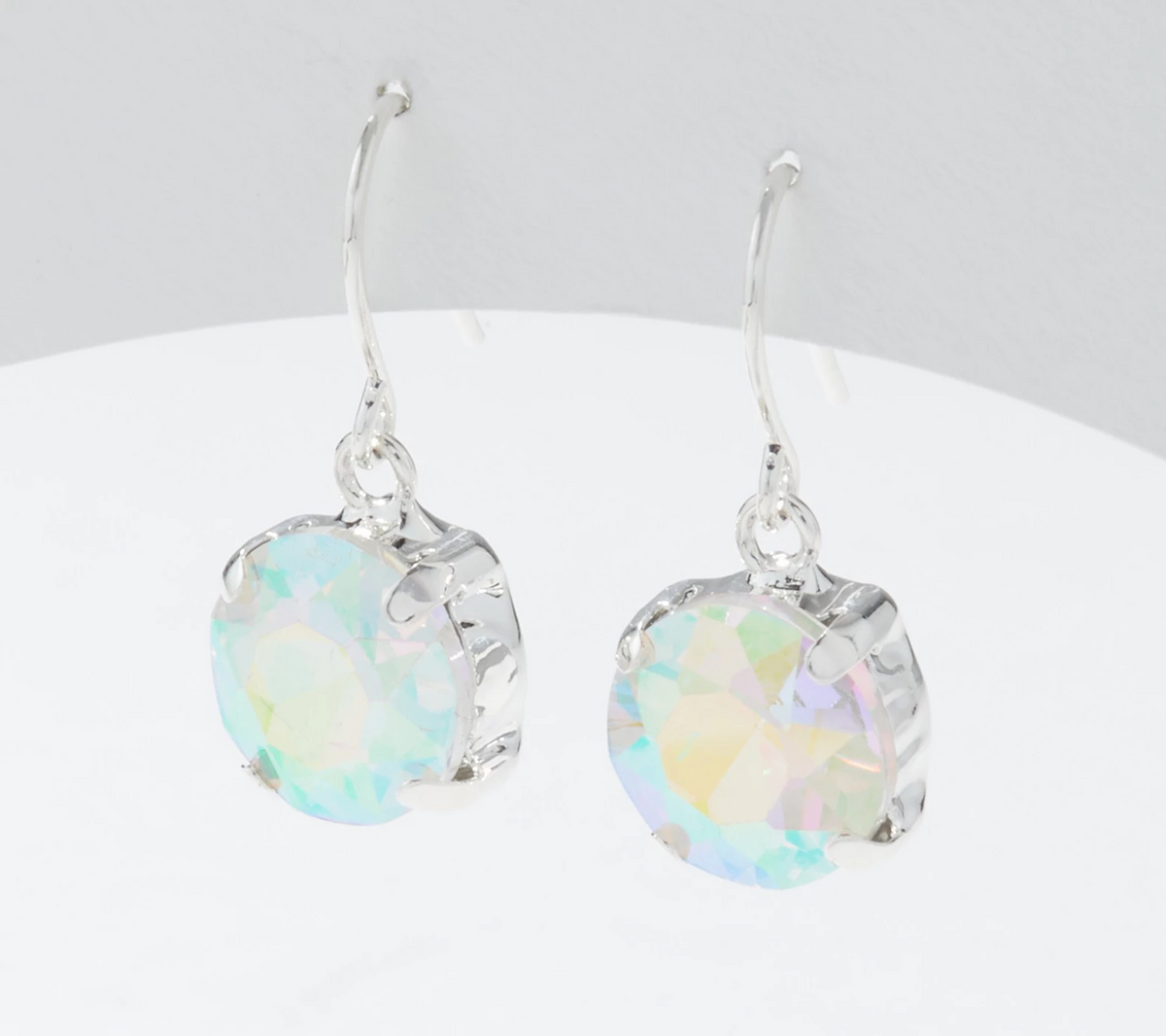 Kirks Folly Aurora Borealis Essentials Round French Wire Silvertone Earrings