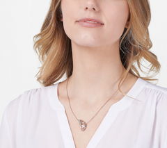 Affinity Gems Peach Morganite & White Zircon Butterfly Wing Sterling Silver Necklace