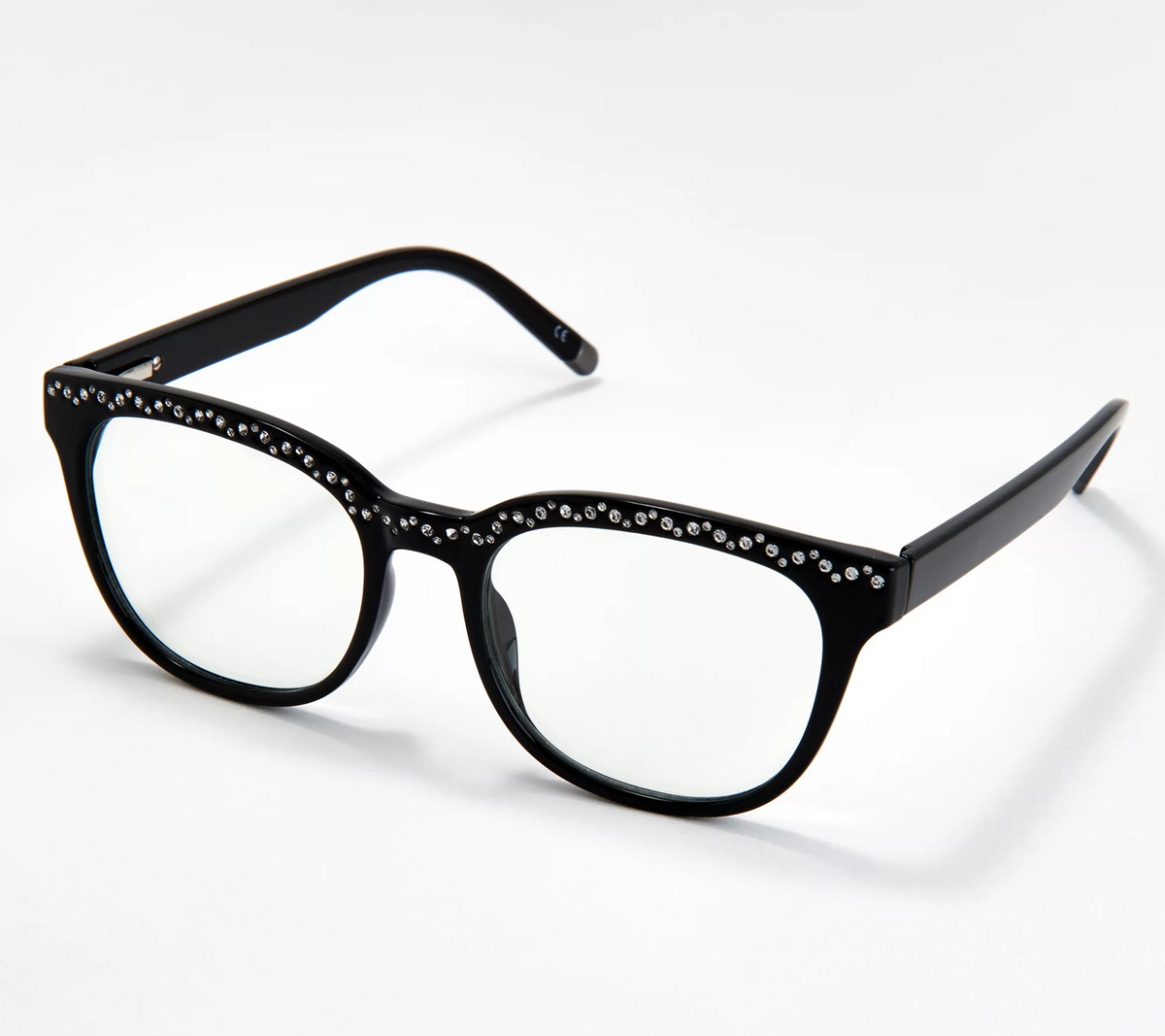 Diamonique Blue Light Blocking Black Reading Glasses Strength 1.5