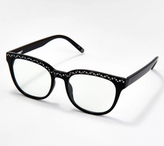 Diamonique Blue Light Blocking Black Reading Glasses Strength 1.5