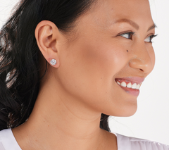 Diamonique Gold-Over Sterlimg Silver Set of 5 120-Facet Prestige Cut Studs
