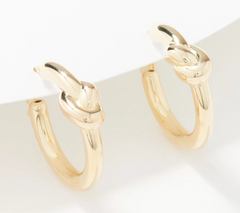 Italian Silver Polished 1" Knot Hoop Earrings, Yellow Sterling Silver, Size 1"