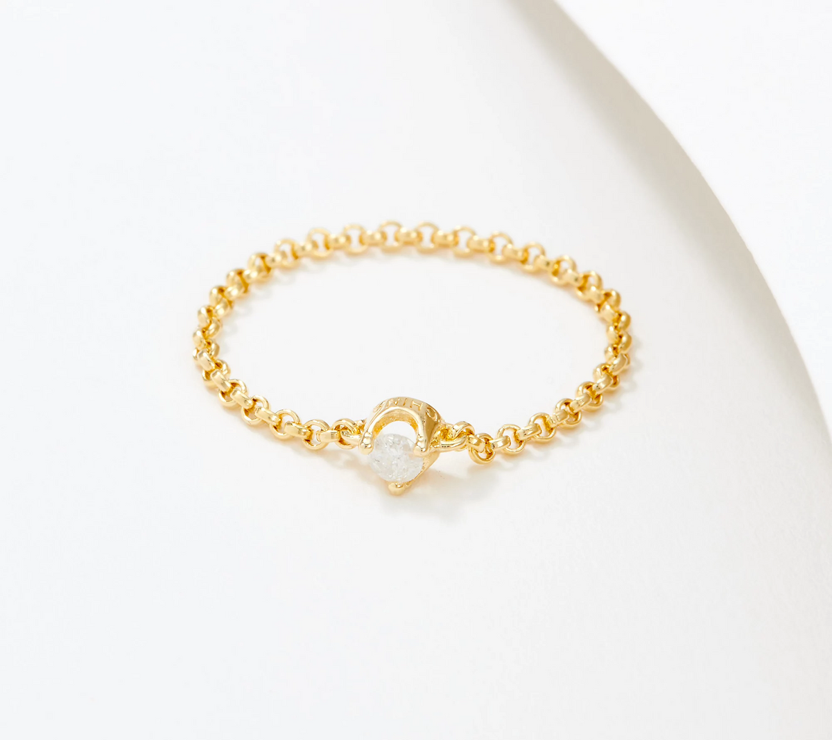 Affinity Gold-Over Sterling Silver Diamonds Chain Ring Size 8