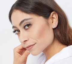 Diamonique Set of 7 Sterling Silver Graduated Stud Earrings
