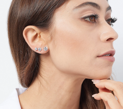 Diamonique Set of 7 Sterling Silver Graduated Stud Earrings
