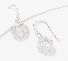 Diamonique Silver Hexagon Cut Halo French Wire Measures approximately 1" x 1/2"