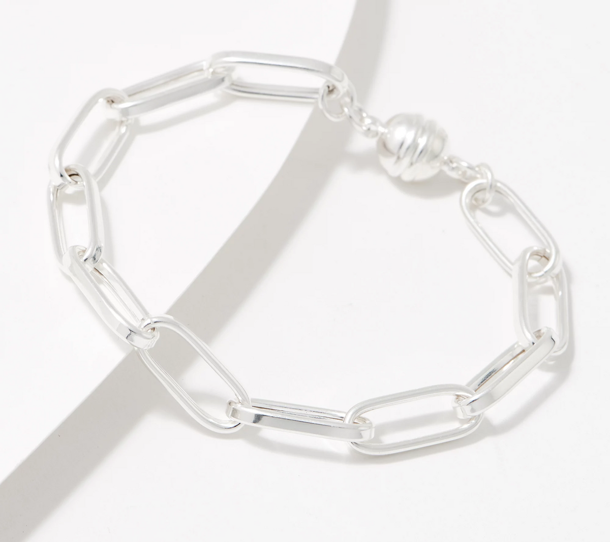 UltraFine 950 Silver Magnetic Paperclip Bracelet, Large