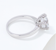 Diamonique Sterling Silver 120 Facet Prestige Round Cut Cocktail Ring Size 6
