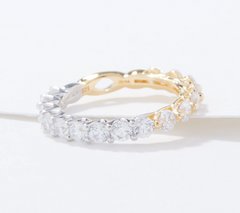 Diamonique x Udi Love Plus Two-Tone Band Ring, Sterling Silver, Size 7